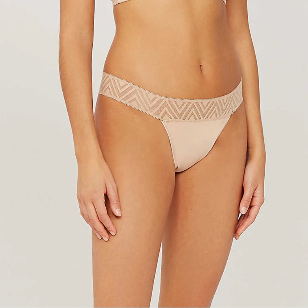 Thinx Elegant Lace Trimmed Tan Panty